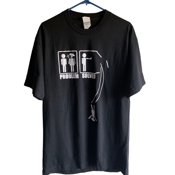 AL Style Men’s Problem Solved Black Tee Size Large - Picture 1 of 7